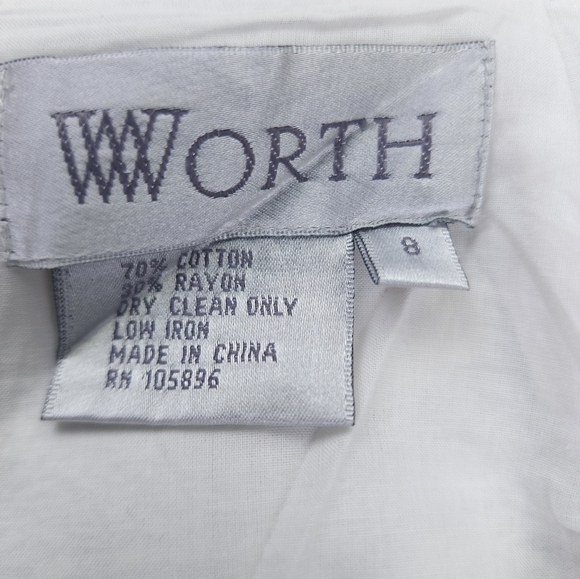 WORTH Blue White Patterned Embroidered Skirt Sz 8 - Picture 5 of 12